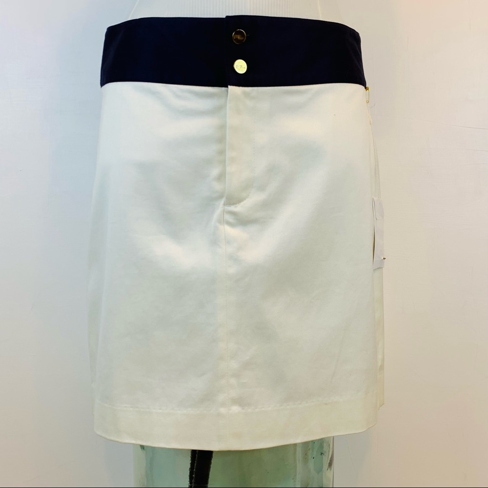 NWT‎ Ralph Lauren Golf Mini Skirt. Size 6. White and Black. Cotton. Lined.
